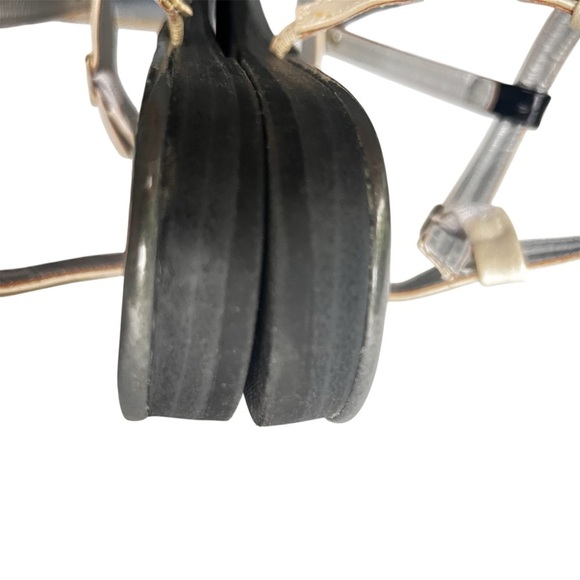 Bandolino sandal flat strappy black cream patent leather size 10 - Picture 12 of 14